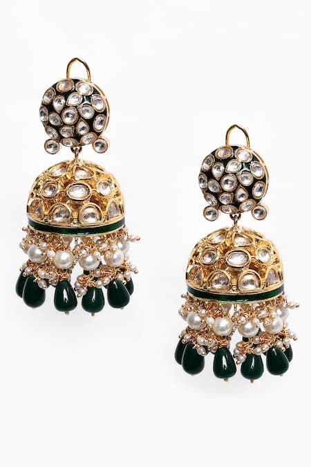 Buy_Nazaakat By Samara Singh_Gold Plated Phool Bagh Kundan Embellished Dome Jhumkas _Online_at_Aza_Fashions