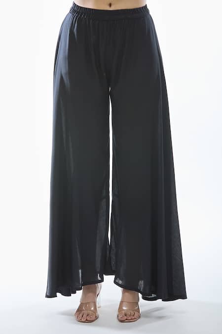 Shop Samyukta Singhania Black Natural Crepe Printed Abstract V Neck Kaftan And Palazzo Set Online at Aza Fashions Shop_Samyukta Singhania_Black Natural Crepe Printed Abstract V Neck Kaftan And Palazzo Set_Online_at_Aza_Fashions