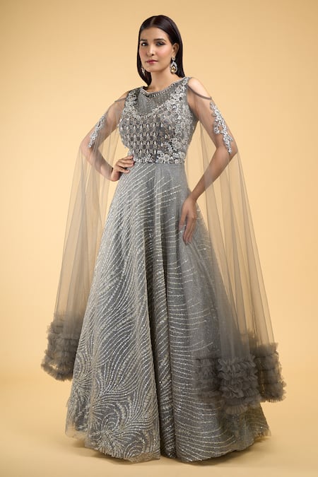 Samyukta Singhania Stripe Embroidered Gown 