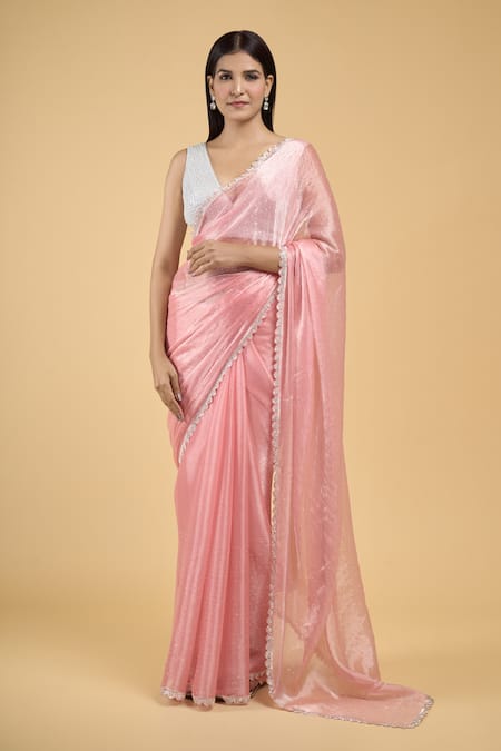 Samyukta Singhania Scallop Border Embroidered Saree With Running Blouse 