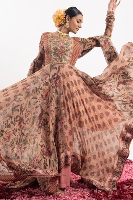 Buy Samant Chauhan Peach Cotton, Silk Cut Work, Embroidery Floral Bodice Anarkali With Dupatta Online at Aza Fashions Buy_Samant Chauhan_Peach Cotton, Silk Cut Work, Embroidery Floral Bodice Anarkali With Dupatta _Online_at_Aza_Fashions