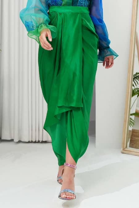 Buy Vidhi Wadhwani Blue Shirt Silk Organza Embroidered Coral Pearl Work And Draped Skirt Set Online at Aza Fashions Buy_Vidhi Wadhwani_Blue Shirt Silk Organza Embroidered Coral Pearl Work And Draped Skirt Set _Online_at_Aza_Fashions