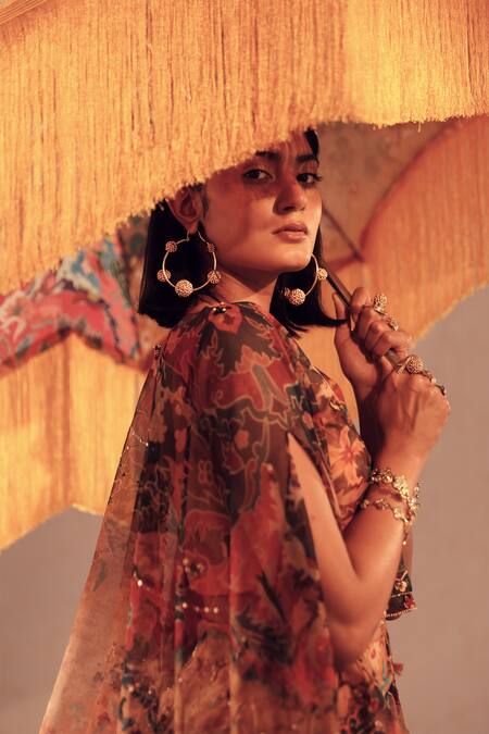 Buy Aditi Gupta Yellow Georgette Satin Organza Printed Abstract Motifs Pre-draped Saree Set With Online at Aza Fashions Buy_Aditi Gupta_Yellow Georgette Satin Organza Printed Abstract Motifs Pre-draped Saree Set With _Online_at_Aza_Fashions