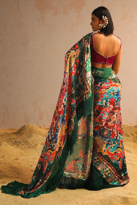 Aditi Gupta Abstract Motifs Pattern Pre-Draped Saree With Blouse