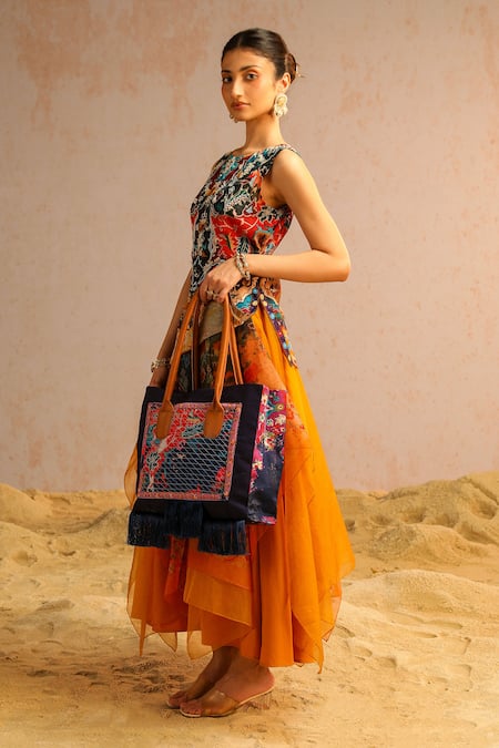 Aditi Gupta Yellow Organza, Georgette, Satin, Crepe Abstract Print Short Kurta And Skirt Set Online at Aza Fashions Aditi Gupta_Yellow Organza, Georgette, Satin, Crepe Abstract Print Short Kurta And Skirt Set _Online_at_Aza_Fashions