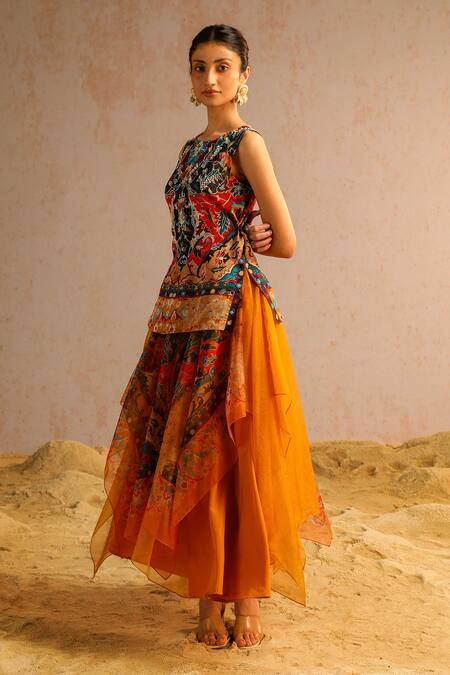 Buy Aditi Gupta Yellow Organza, Georgette, Satin, Crepe Abstract Print Short Kurta And Skirt Set Online at Aza Fashions Buy_Aditi Gupta_Yellow Organza, Georgette, Satin, Crepe Abstract Print Short Kurta And Skirt Set _Online_at_Aza_Fashions