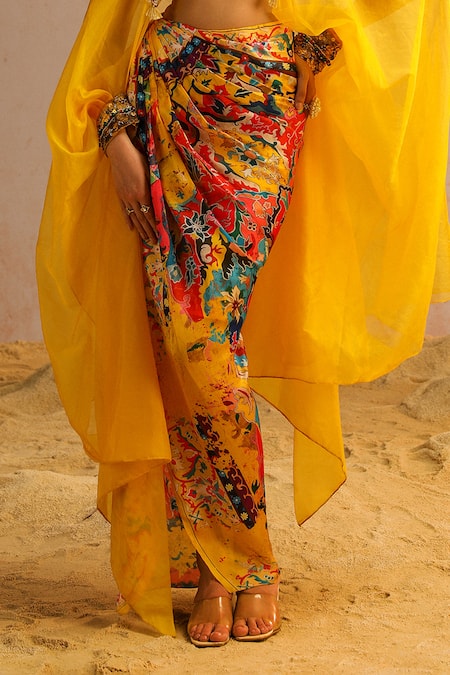 Buy Aditi Gupta Yellow Georgette Satin Printed Abstract Motifs Zardosi Embroidered Skirt Set Online at Aza Fashions Buy_Aditi Gupta_Yellow Georgette Satin Printed Abstract Motifs Zardosi Embroidered Skirt Set _Online_at_Aza_Fashions