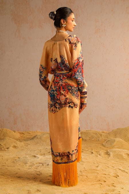 Shop Aditi Gupta Beige Georgette, Satin Pearls, Sequins, Abstract Motifs Print Top And Skirt Set at Aza Fashions Shop_Aditi Gupta_Beige Georgette, Satin Pearls, Sequins, Abstract Motifs Print Top And Skirt Set _at_Aza_Fashions