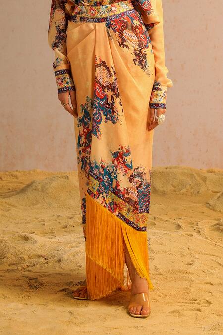 Aditi Gupta Beige Georgette, Satin Pearls, Sequins, Abstract Motifs Print Top And Skirt Set Online at Aza Fashions Aditi Gupta_Beige Georgette, Satin Pearls, Sequins, Abstract Motifs Print Top And Skirt Set _Online_at_Aza_Fashions