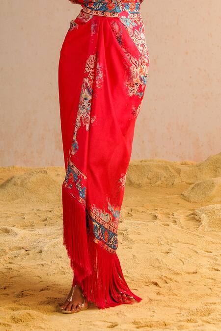 Buy Aditi Gupta Pink Georgette, Satin Sequins, Zari, Pearls Abstract Print Top And Skirt Set Online at Aza Fashions Buy_Aditi Gupta_Pink Georgette, Satin Sequins, Zari, Pearls Abstract Print Top And Skirt Set _Online_at_Aza_Fashions