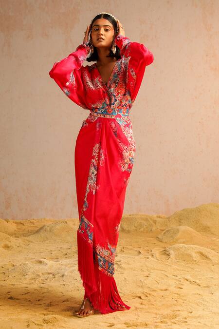 Shop Aditi Gupta Pink Georgette, Satin Sequins, Zari, Pearls Abstract Print Top And Skirt Set Online at Aza Fashions Shop_Aditi Gupta_Pink Georgette, Satin Sequins, Zari, Pearls Abstract Print Top And Skirt Set _Online_at_Aza_Fashions