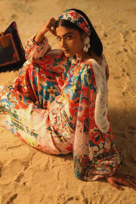 Aditi Gupta Ivory Georgette, Crepe, Satin Abstract Motifs Print Top And Flared Pant Set at Aza Fashions Aditi Gupta_Ivory Georgette, Crepe, Satin Abstract Motifs Print Top And Flared Pant Set _at_Aza_Fashions