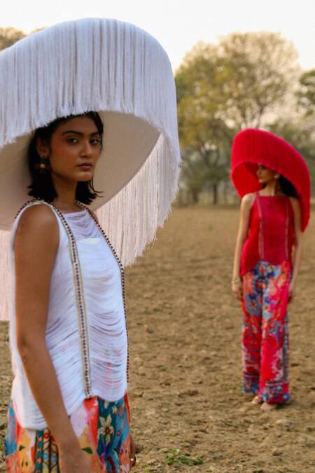 Buy Aditi Gupta Ivory Georgette, Satin Sequins, Pearls Round Embroidered Top And Flared Pant Set Online at Aza Fashions Buy_Aditi Gupta_Ivory Georgette, Satin Sequins, Pearls Round Embroidered Top And Flared Pant Set _Online_at_Aza_Fashions