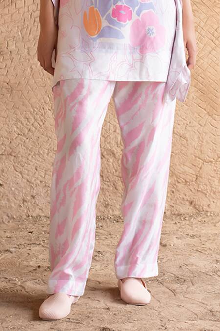 Clos_White Silk Collared Printed Short Kurta With Pant _Online_at_Aza_Fashions