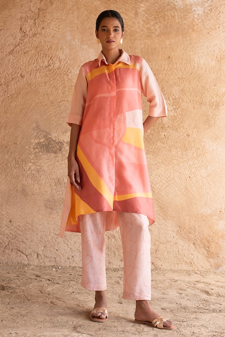 Clos Abstract Print Tunic Kurta With Pant 