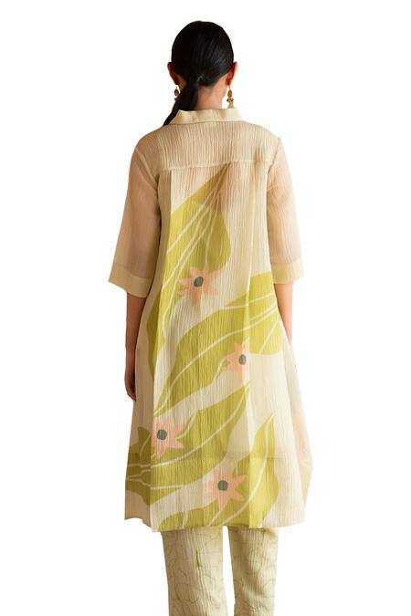 Clos Green Collared Abstract Print Tunic And Pant Set at Aza Fashions Clos_Green Collared Abstract Print Tunic And Pant Set _at_Aza_Fashions