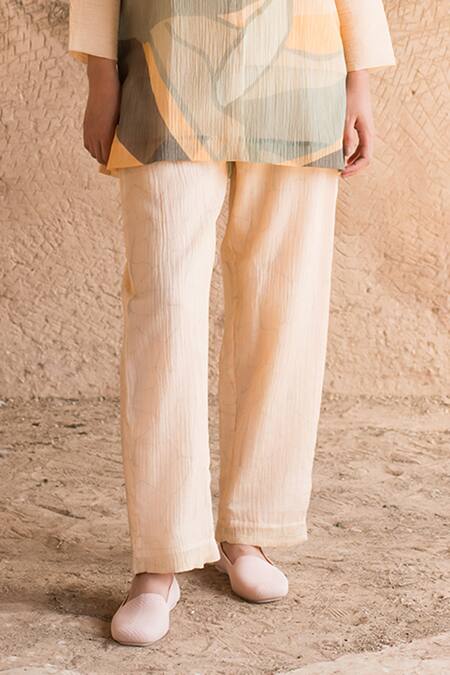 Clos_Peach Collared Short Tunic Kurta And Pant Set _Online_at_Aza_Fashions