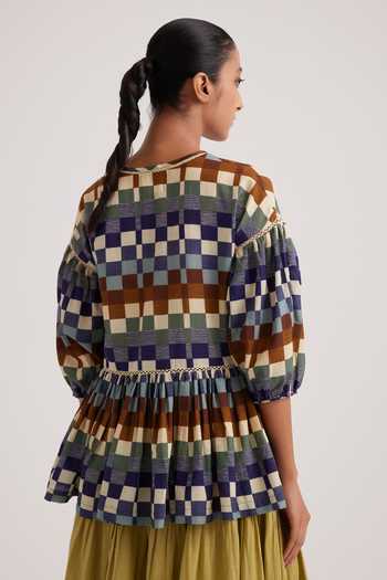 checkered peplum top