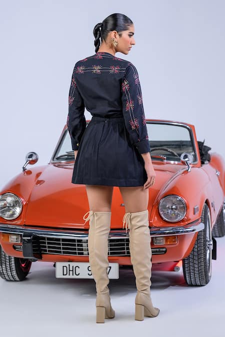 The Dramebaaz CO Cosmic Glitter Top & Pleated Skirt Set 