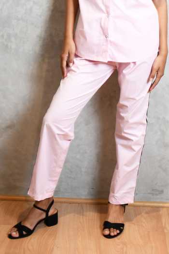 Buy_Richaa Goenka_Pink Cotton Hand Embroidered Sequins Collar Face Shirt And Pant Set _Online_at_Aza_Fashions