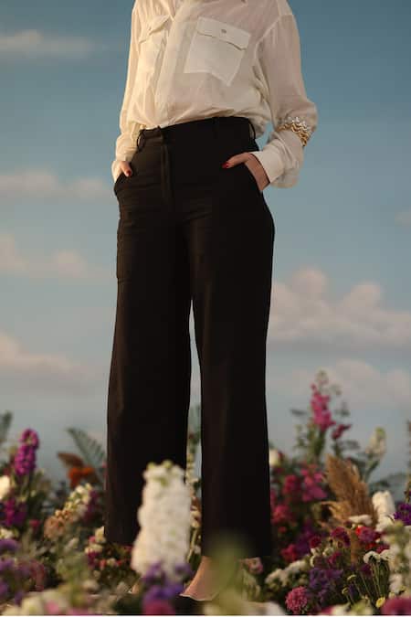Buy_Label Rama_Black Handloom Cotton Solid Starling Trouser_Online_at_Aza_Fashions