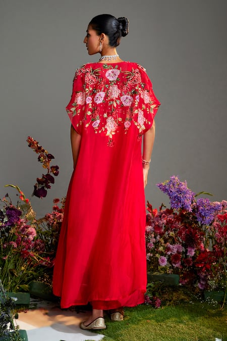 Nea By Nikita Tiwari Phool Bhag Embroidered Cape With Dhoti Skirt Set 