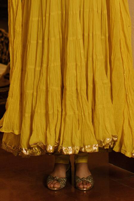 Buy Nazar By Indu Yellow Cotton Beads, Embroidery, Gota Patti, Dabka Anarkali Churidar Set Online at Aza Fashions Buy_Nazar By Indu_Yellow Cotton Beads, Embroidery, Gota Patti, Dabka Anarkali Churidar Set _Online_at_Aza_Fashions