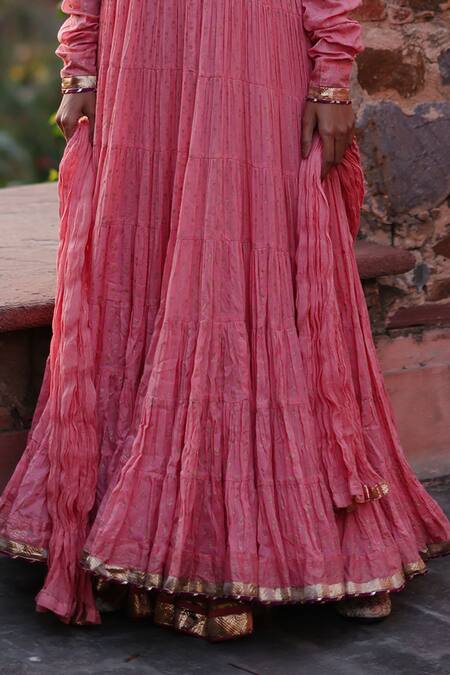 Buy Nazar By Indu Pink Cotton Gota Patti, Sequins Collared Embroidered Yoke Anarkali With Churidar Online at Aza Fashions Buy_Nazar By Indu_Pink Cotton Gota Patti, Sequins Collared Embroidered Yoke Anarkali With Churidar _Online_at_Aza_Fashions