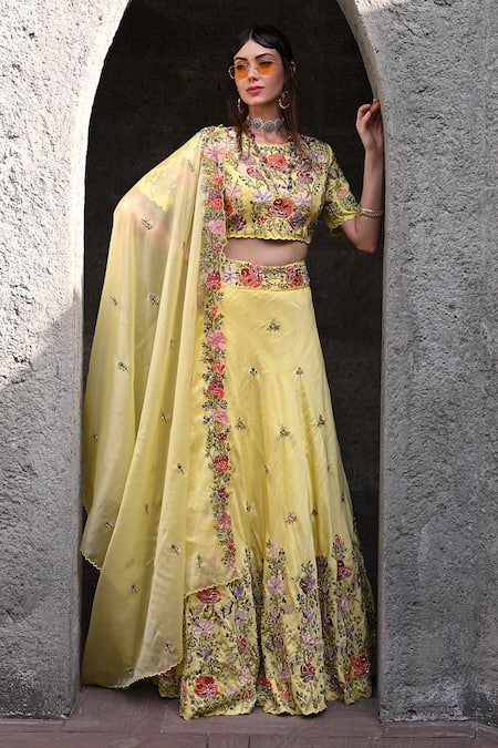 Label Deepshika Agarwal Bahar Embroidered Lehenga Set 