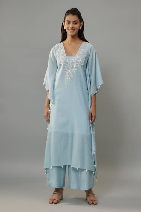 The Aarya Pearls Embroidered Kaftan & Palazzo Set 