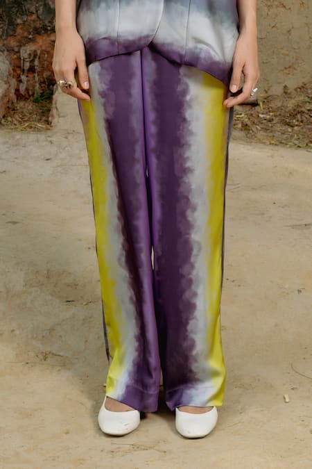 Shop_Raasa_Purple Satin Abstract Lapel Collar Yuna Pattern Shirt With Pant _Online_at_Aza_Fashions