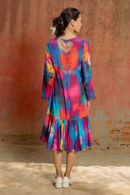 Raasa Aster Bubble Pattern Wrap Dress 