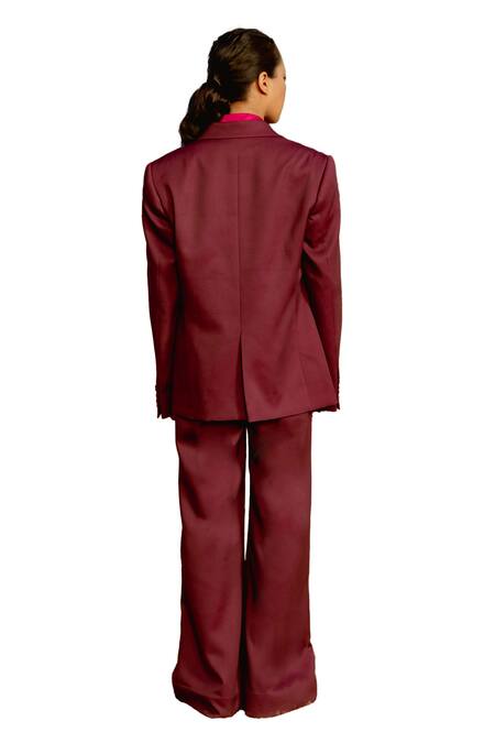 Shop_Raasa_Purple And Trouser Crepe Solid & Waistcoat Notched Lapel Set 