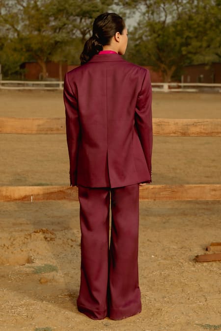 Shop_Raasa_Purple Crepe Solid Notched Lapel Blazer With Trouser _at_Aza_Fashions