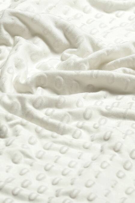 Buy Abraham And Thakore Ivory Tencel, Lycra Split V-neck Flock Binary Dress Buy_Abraham And Thakore_Ivory Tencel, Lycra Split V-neck Flock Binary Dress