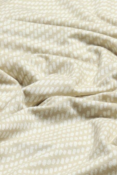 Abraham And Thakore_White Tencel, Lycra Boat Neck Twill Print Top_at_Aza_Fashions