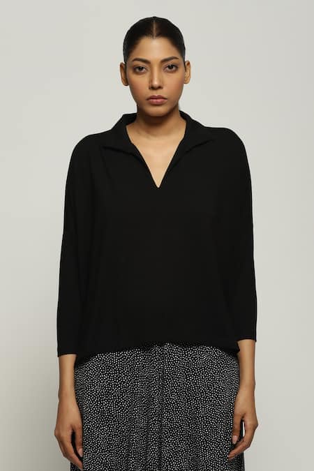 Abraham & Thakore Tencel Lycra Collared Top 