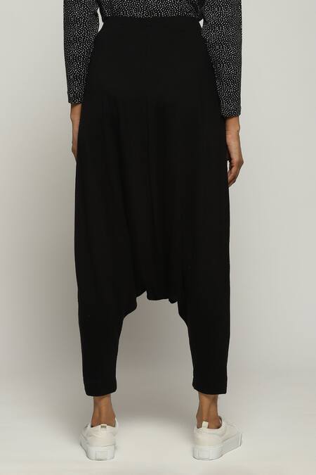 Shop Abraham And Thakore Black Tencel, Lycra Solid Trouser at Aza Fashions Shop_Abraham And Thakore_Black Tencel, Lycra Solid Trouser_at_Aza_Fashions