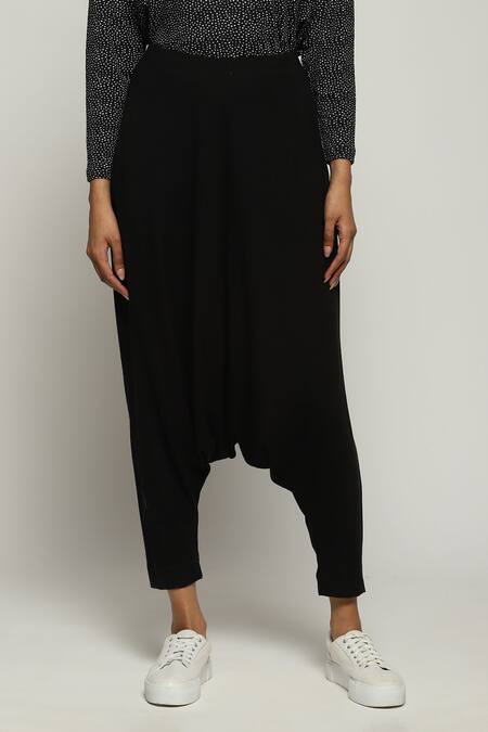 Abraham And Thakore Black Tencel, Lycra Solid Trouser Online at Aza Fashions Abraham And Thakore_Black Tencel, Lycra Solid Trouser_Online_at_Aza_Fashions