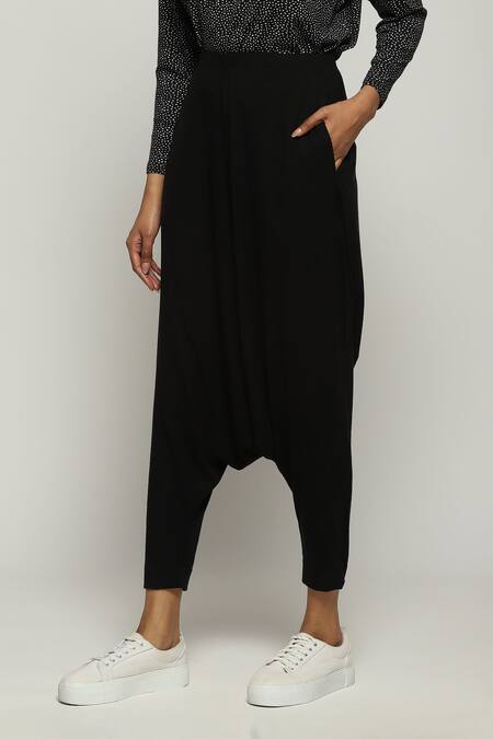 Shop Abraham And Thakore Black Tencel, Lycra Solid Trouser Online at Aza Fashions Shop_Abraham And Thakore_Black Tencel, Lycra Solid Trouser_Online_at_Aza_Fashions