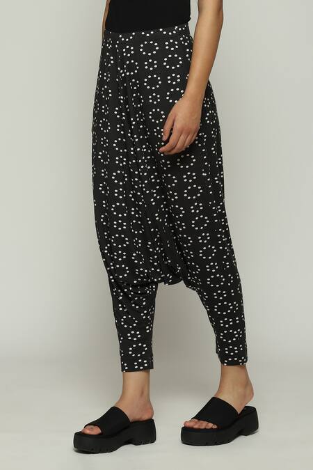 Buy Abraham And Thakore Black Tencel, Lycra Ring Print Trouser Online at Aza Fashions Buy_Abraham And Thakore_Black Tencel, Lycra Ring Print Trouser_Online_at_Aza_Fashions