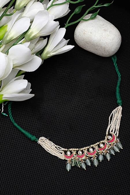 Dugran By Dugristyle_Multi Color Chaand Embellished Bajuband _Online_at_Aza_Fashions