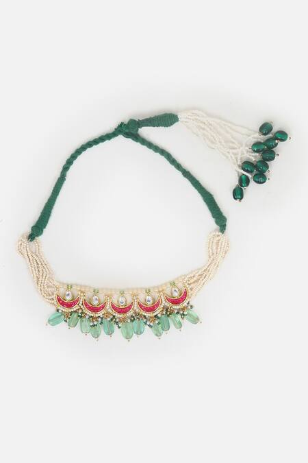 Buy_Dugran By Dugristyle_Multi Color Chaand Embellished Bajuband _Online_at_Aza_Fashions