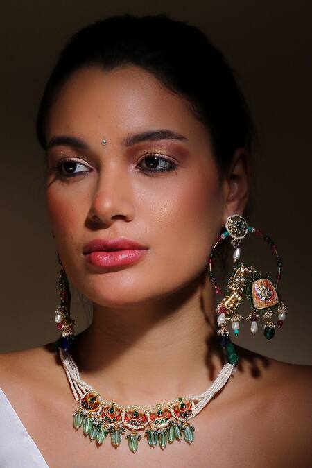 Shop_Dugran By Dugristyle_Multi Color Chaand Embellished Bajuband _Online_at_Aza_Fashions