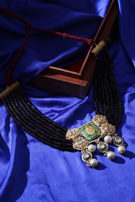 Dugran By Dugristyle_Multi Color Meenakari Pendant Layered Necklace _Online_at_Aza_Fashions