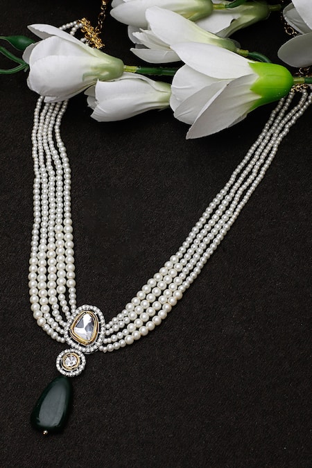 Dugran By Dugristyle_Green American Diamon Layered Necklace _Online_at_Aza_Fashions