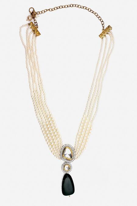 Buy_Dugran By Dugristyle_Green American Diamon Layered Necklace _Online_at_Aza_Fashions