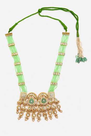 Buy_Dugran By Dugristyle_Multi Color Kundan And Pearl Embellished Necklace _Online_at_Aza_Fashions