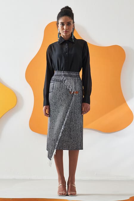 Pleats by Aruni Vione Denim Print Skirt 