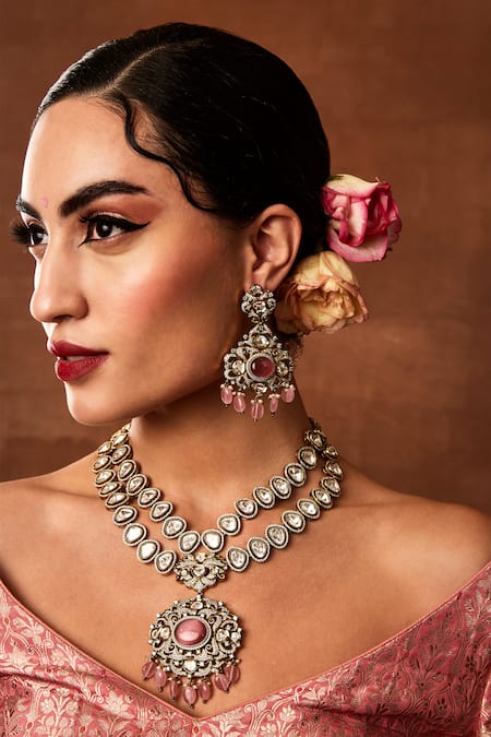 Ekathva Jaipur Bahira Victorian Fleur Necklace Set 